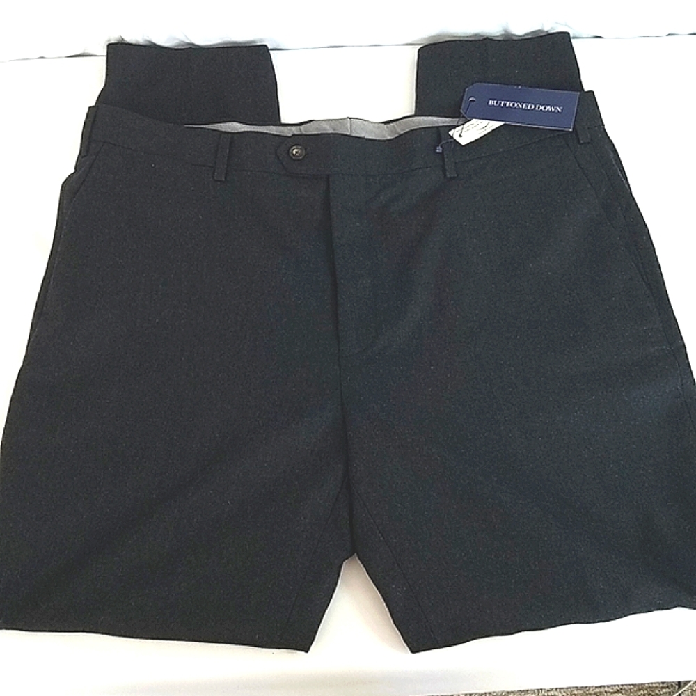 Buttoned Down Men's Slim Fit Italian Wool Suit Dress Pant Charcoal Size 38W